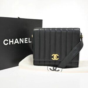 CHANEL CC Logo Mademoiselle Mini Shoulder Bag Leather Black